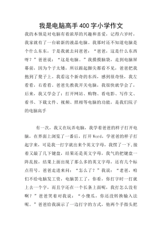 我是电脑高手400字小学作文