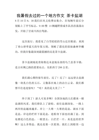 我暑假去过的一个地方作文