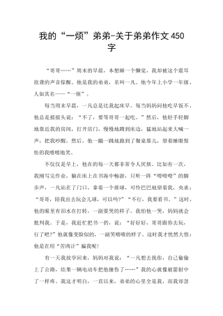 我的“一烦”弟弟