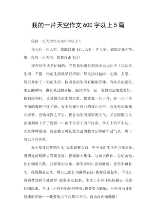 我的一片天空作文600字以上5篇