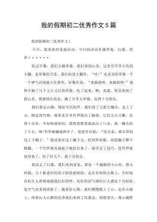 我的假期初二优秀作文5篇