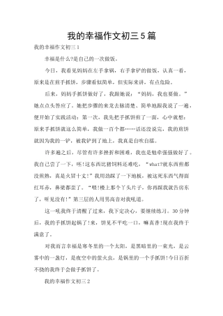 我的幸福作文初三5篇