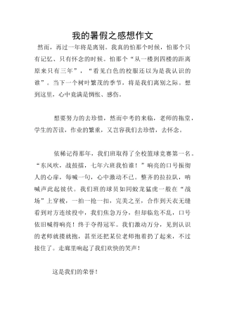 我的暑假之感想作文