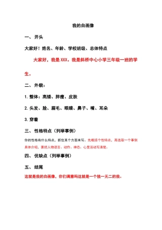 我的自画像提纲