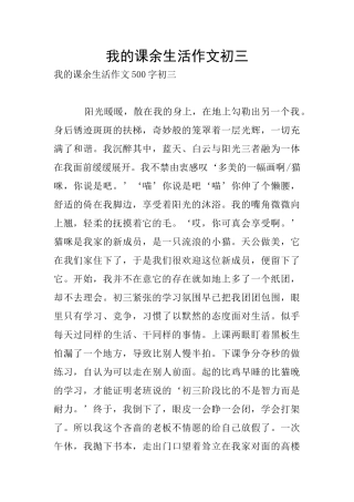 我的课余生活作文初三
