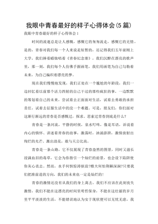 我眼中青春最好的样子心得体会