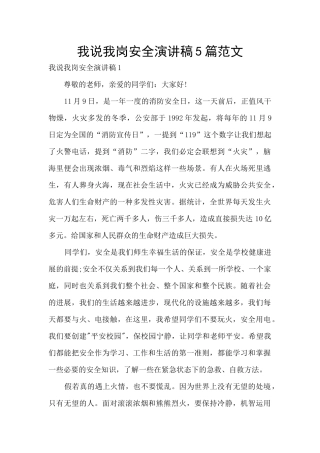 我说我岗安全演讲稿5篇范文