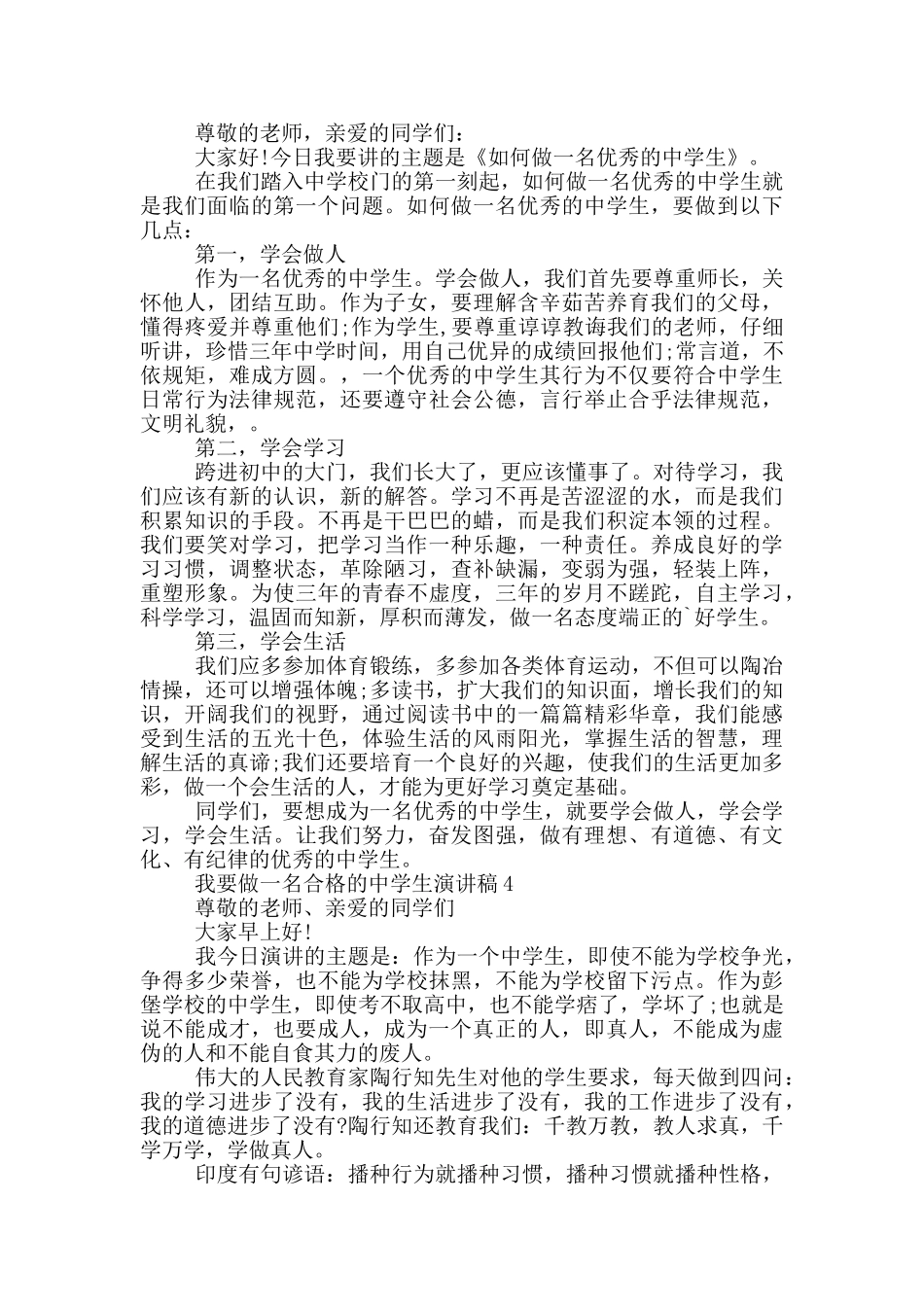 我要做一名合格的中学生演讲稿_第3页