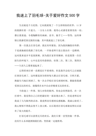 我迷上了羽毛球