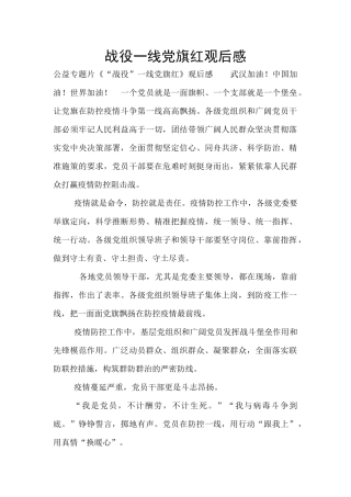 战役一线党旗红观后感