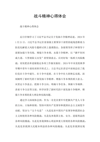 战斗精神心得体会
