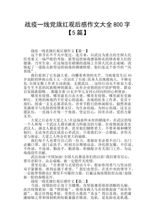 战疫一线党旗红观后感作文大全800字