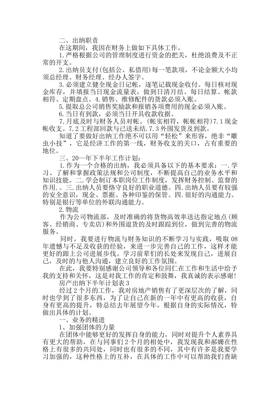 房产出纳下半年计划表_第2页