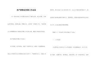 房产销售试用期工作总结
