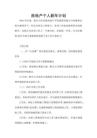 房地产个人新年计划