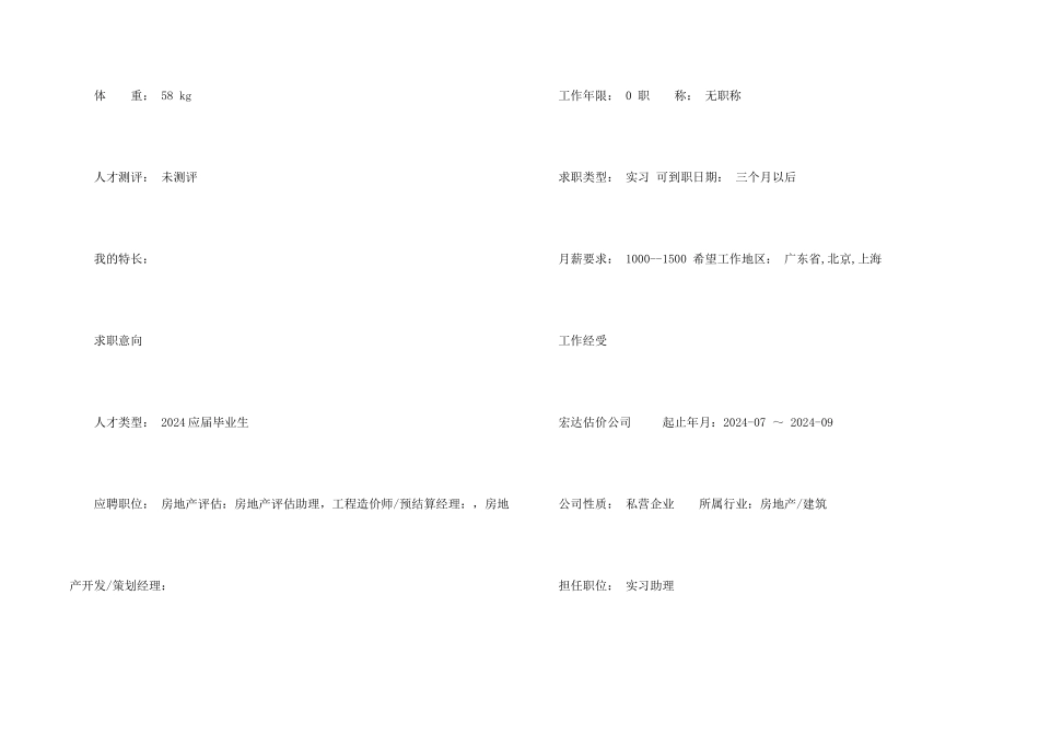 房地产评估工作简历模板_第2页