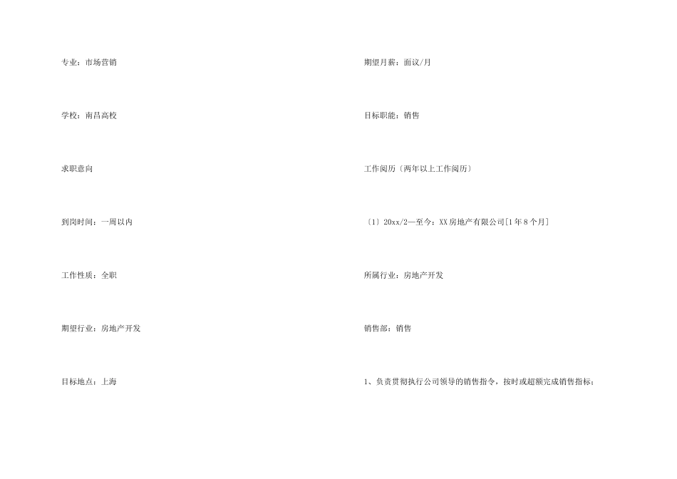 房地产销售求职简历模板_第2页