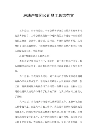 房地产集团公司员工总结范文