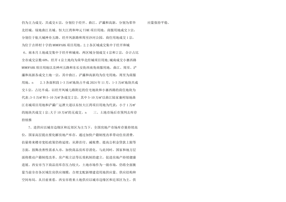 房屋管理服务网2024年11月份西安土地市场运行分析报告_第2页