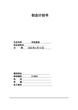 手机贴膜创业计划书