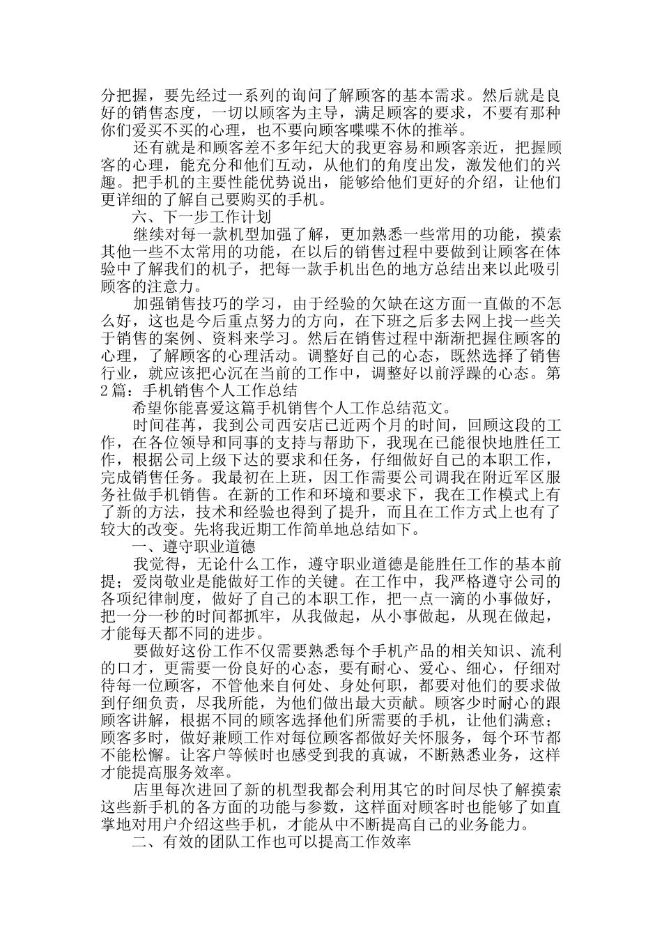 手机销售个人工作总结_第2页