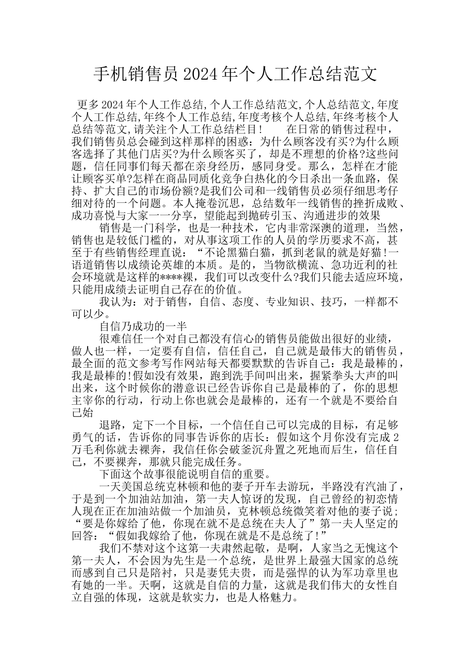 手机销售员2024年个人工作总结范文_第1页