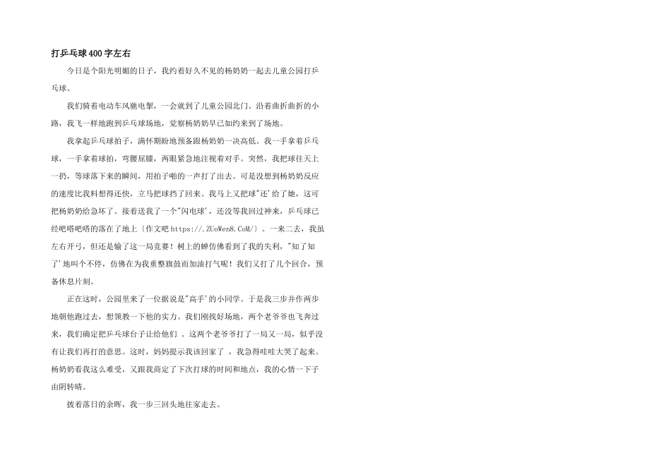 打乒乓球400字左右_第1页