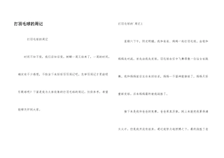 打羽毛球的周记