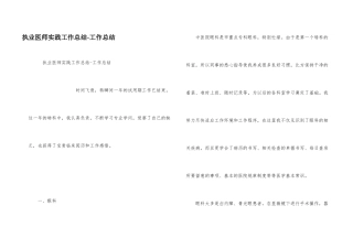 执业医师实践工作总结