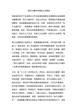 执行力提升年活动工作体会