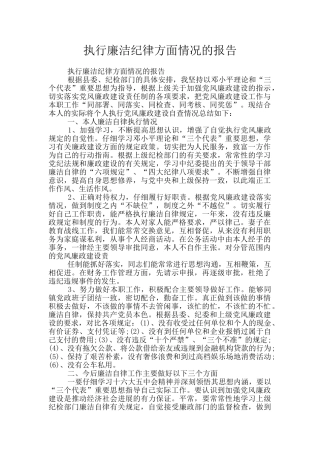 执行廉洁纪律方面情况的报告