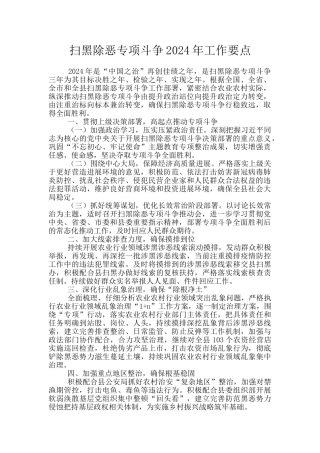 扫黑除恶专项斗争2024年工作要点