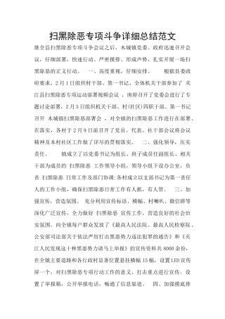 扫黑除恶专项斗争详细总结范文