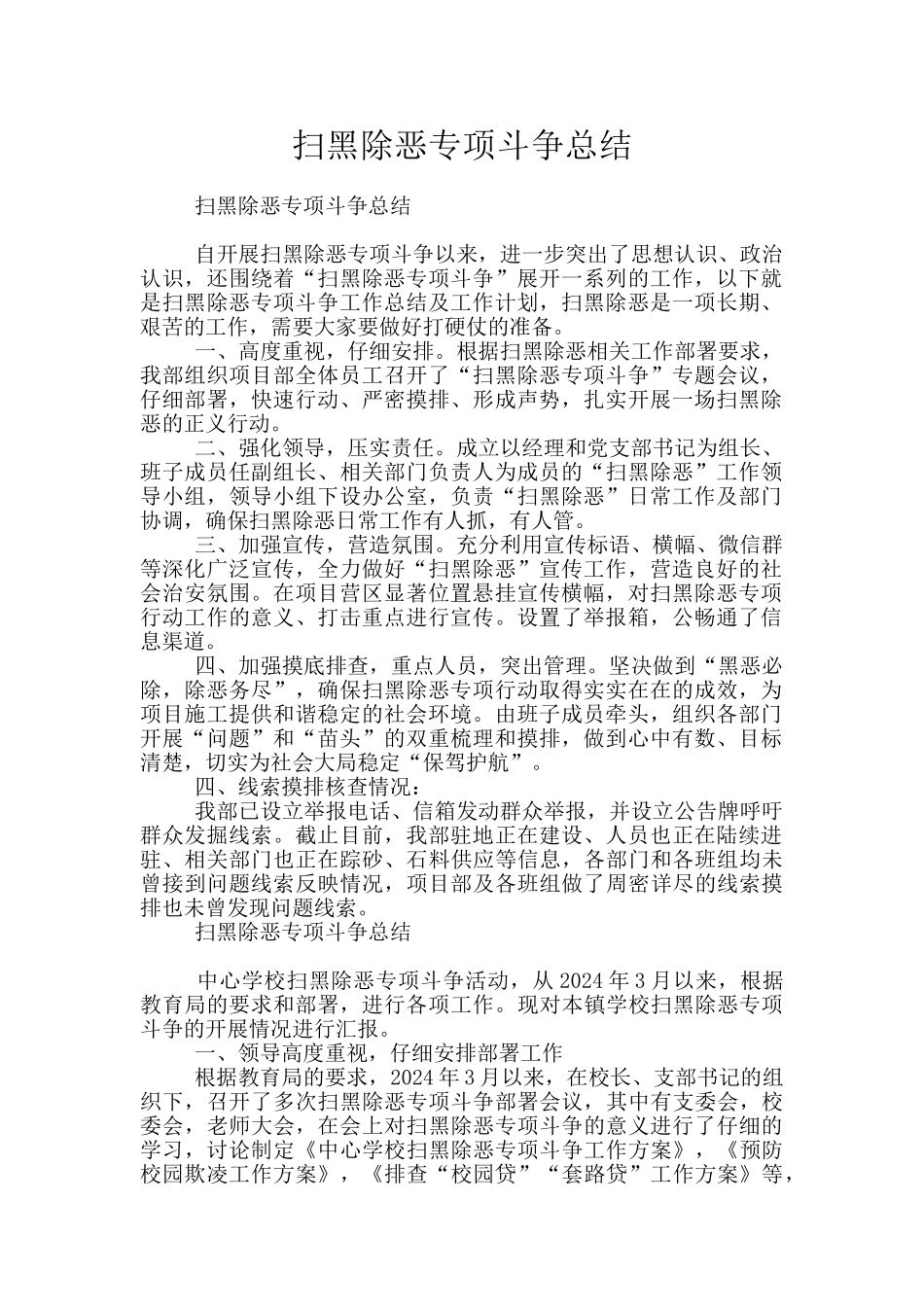 扫黑除恶专项斗争总结_第1页