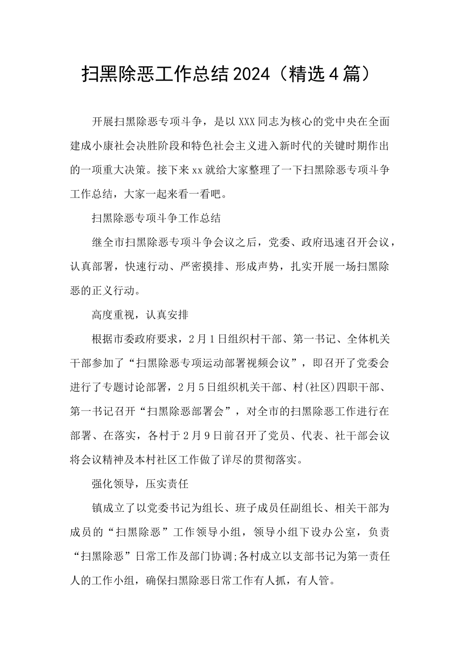 扫黑除恶工作总结2024_第1页