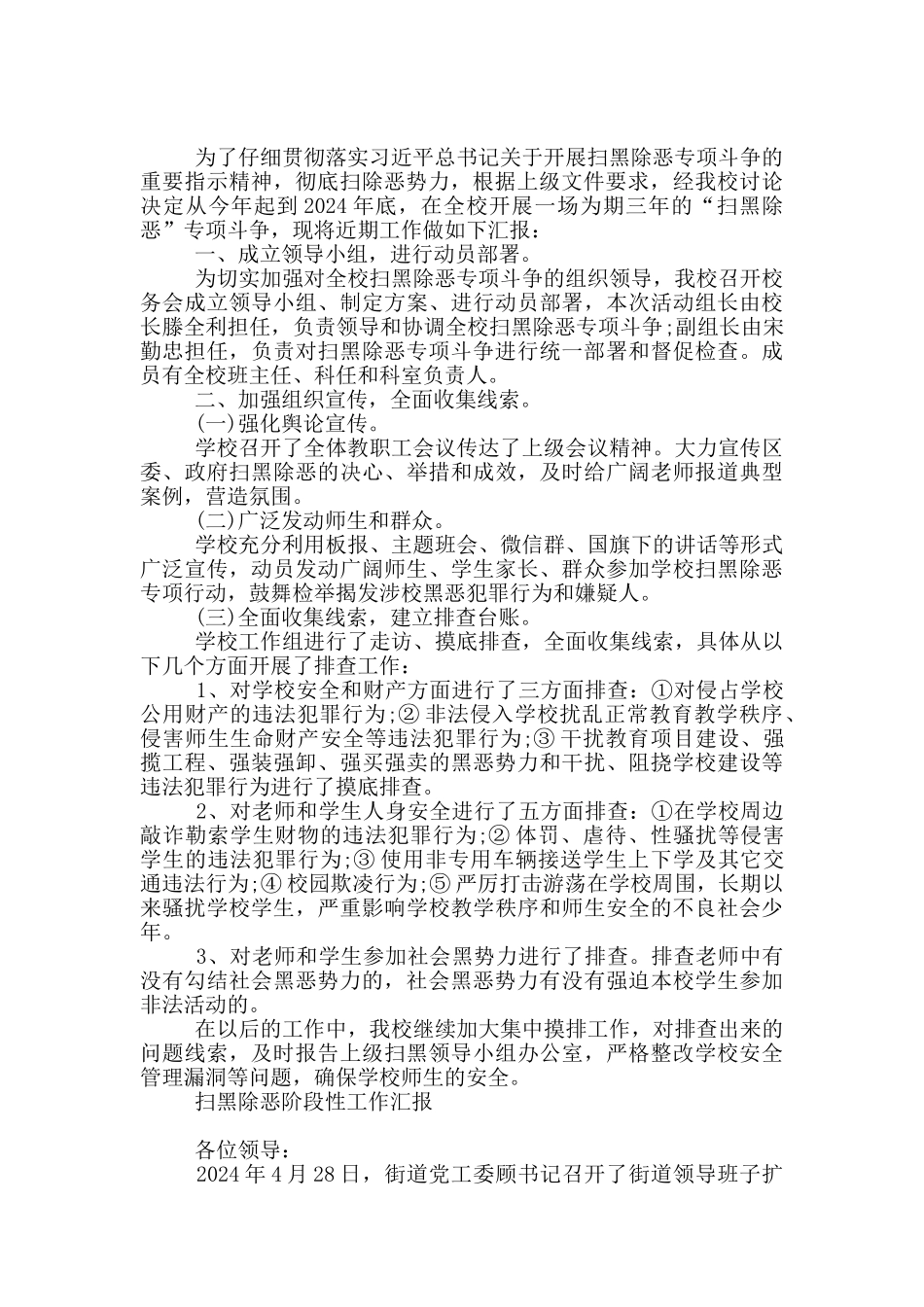 扫黑除恶阶段性工作汇报_第2页