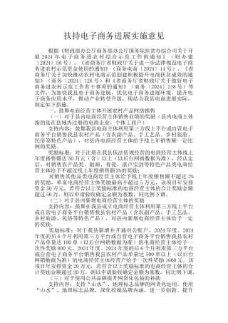 扶持电子商务发展实施意见
