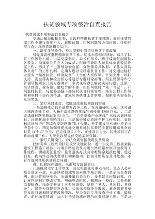 扶贫领域专项整治自查报告