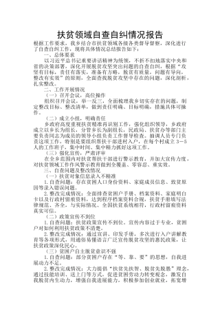扶贫领域自查自纠情况报告