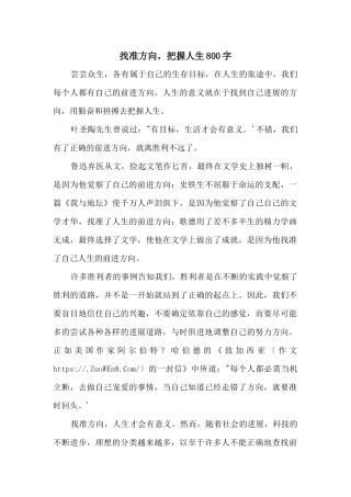 找准方向，把握人生800字