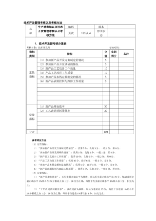 技术开发管理考核以及考核方法