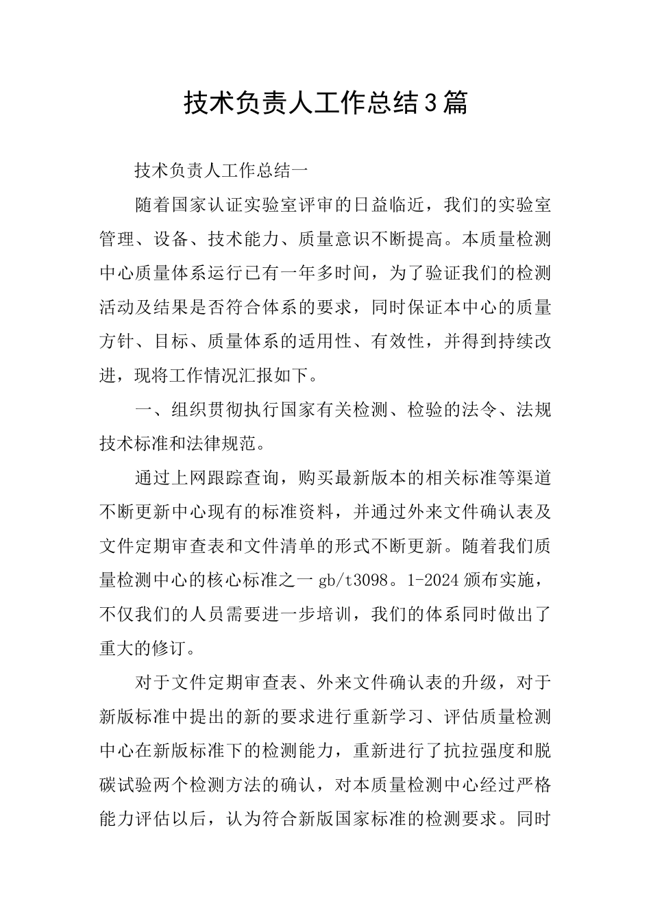 技术负责人工作总结3篇_第1页