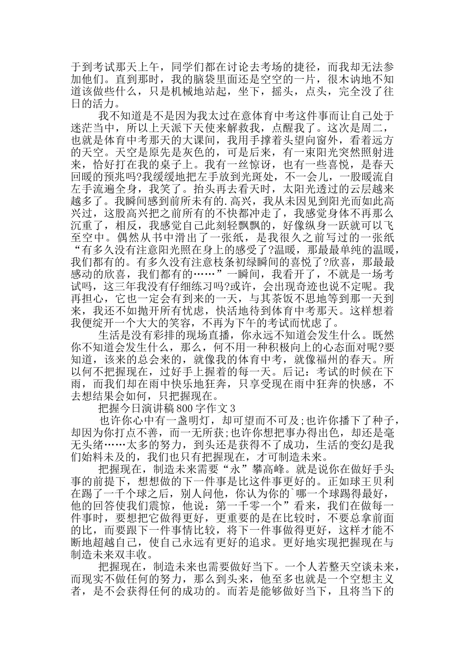 把握今天演讲稿800字作文5篇_第2页