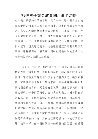 抓住孩子黄金教育期