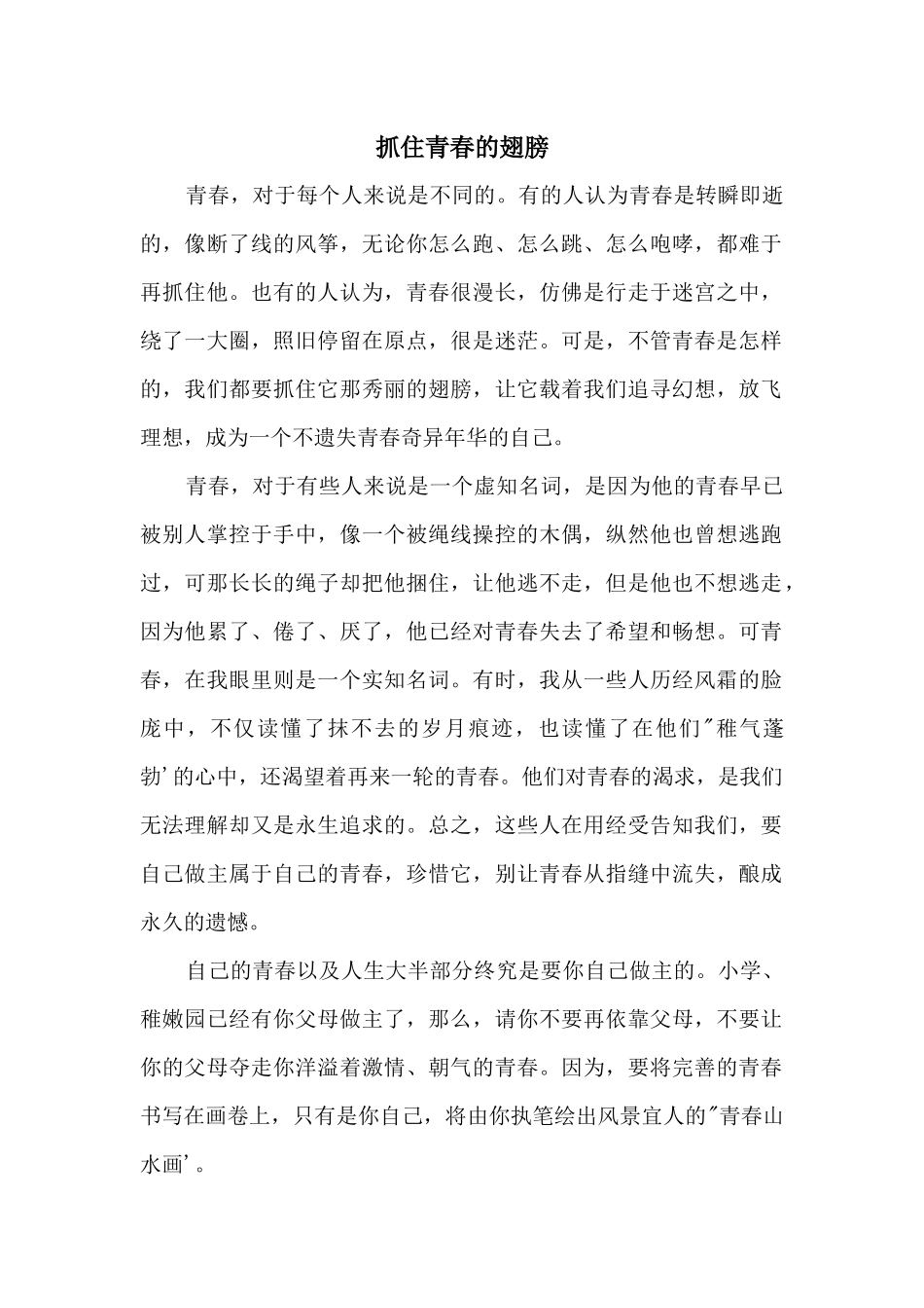 抓住青春的翅膀_第1页