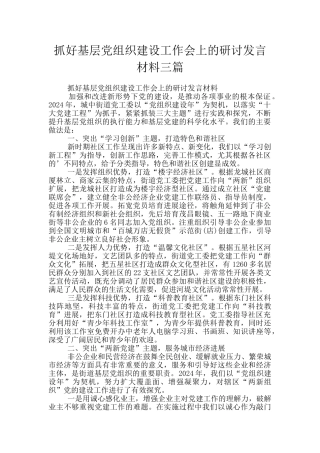 抓好基层党组织建设工作会上的研讨发言材料三篇