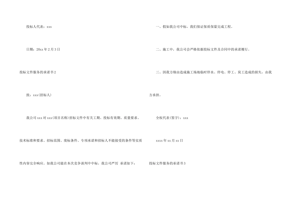 投标文件服务的承诺书_第2页