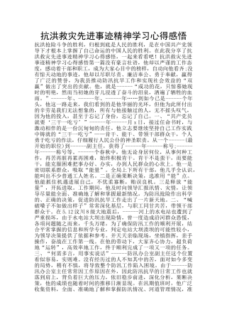 抗洪救灾先进事迹精神学习心得感悟