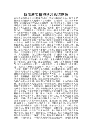 抗洪救灾精神学习总结感悟