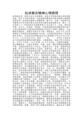 抗洪救灾精神心得感悟